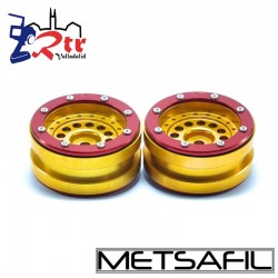 Llantas 1.9 beadlock Metsafil PT-Bullet Oro/Rojo (2 Unidades)