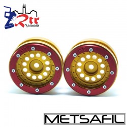 Llantas 1.9 beadlock Metsafil PT-Bullet Oro/Rojo (2 Unidades)