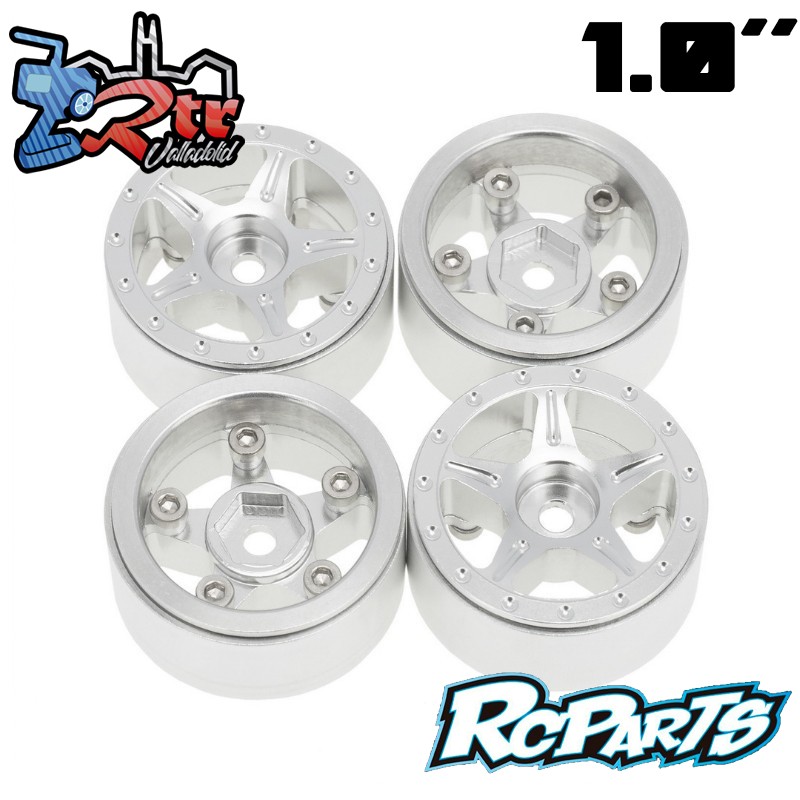 Llantas Rcparts 1.0 CNC Aluminio Starfish Pro Beadlock Plata 4 Unidades