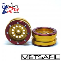 Llantas 1.9 beadlock Metsafil PT-Bullet Oro/Rojo (2 Unidades)