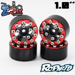 Llantas Rcparts 1.0 CNC Aluminio con tornillos Beadlock Negro/Rojo 4 Unidades
