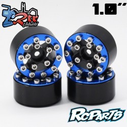 Llantas Rcparts 1.0 CNC Aluminio con tornillos Beadlock Negro/Azul 4 Unidades