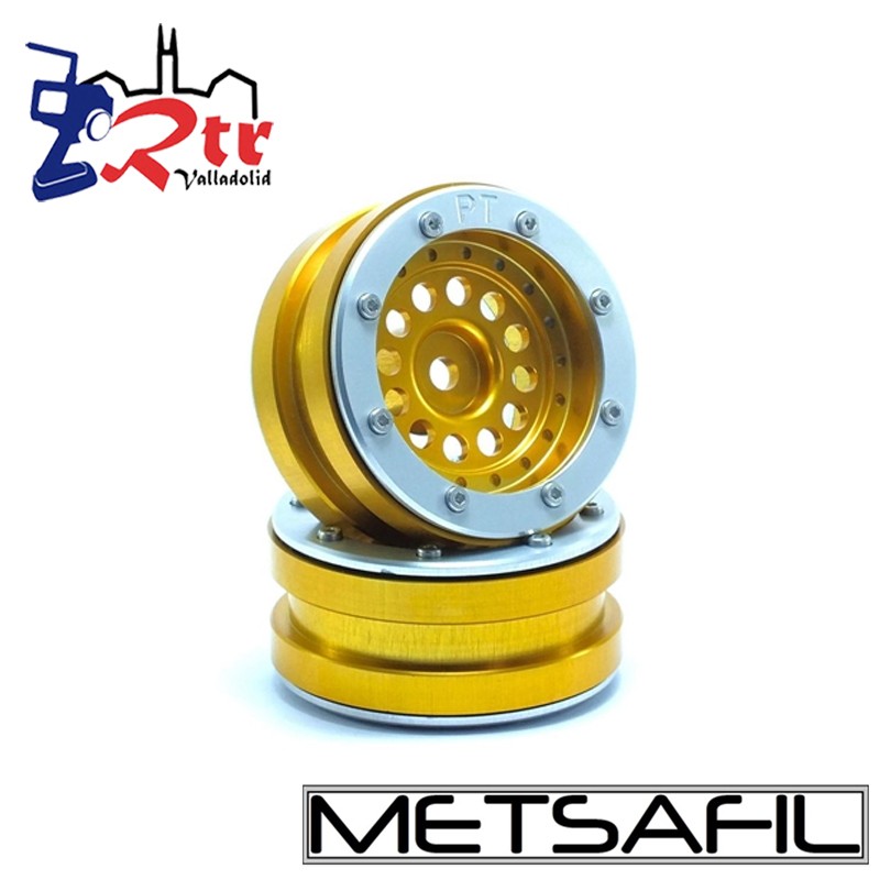 Llantas 1.9 beadlock Metsafil PT-Bullet Oro/Plata (2 Unidades)