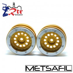 Llantas 1.9 beadlock Metsafil PT-Bullet Oro/Plata (2 Unidades)