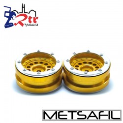 Llantas 1.9 beadlock Metsafil PT-Bullet Oro/Plata (2 Unidades)