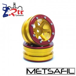 Llantas 1.9 beadlock Metsafil PT-Slingshot Oro/Rojo (2 Unidades)