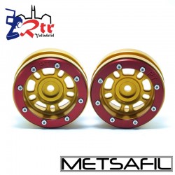 Llantas 1.9 beadlock Metsafil PT-Distractor Oro/Rojo (2 Unidades)