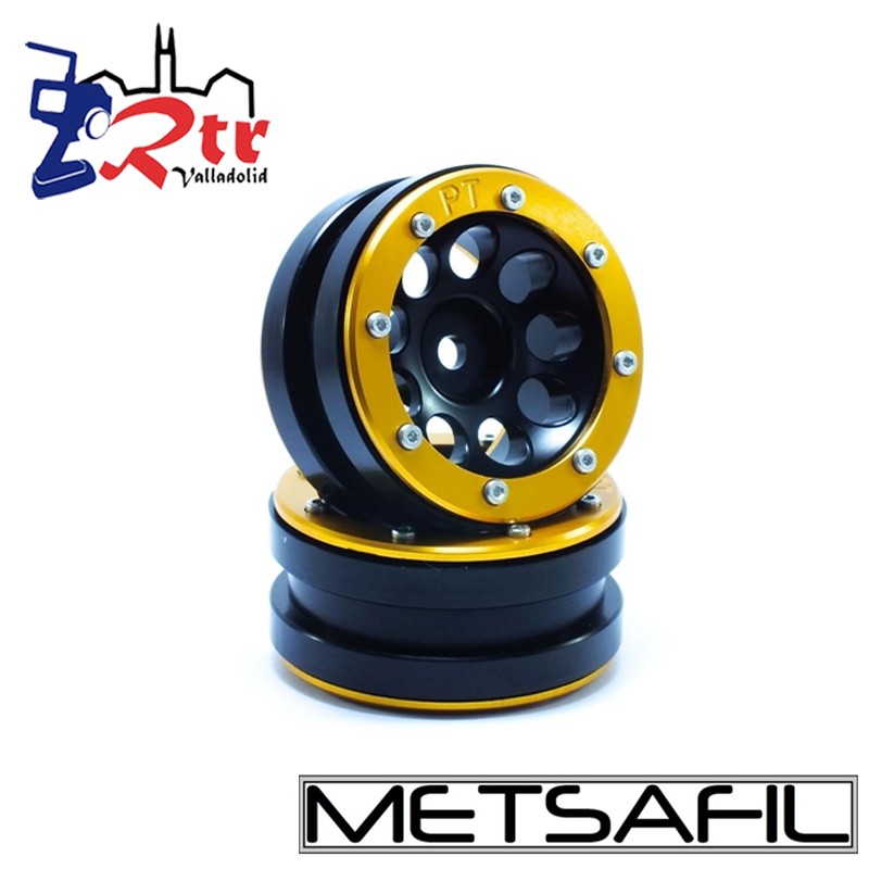 Llantas 1.9 beadlock Metsafil PT-Ecohole Negro/Oro (2 Unidades)