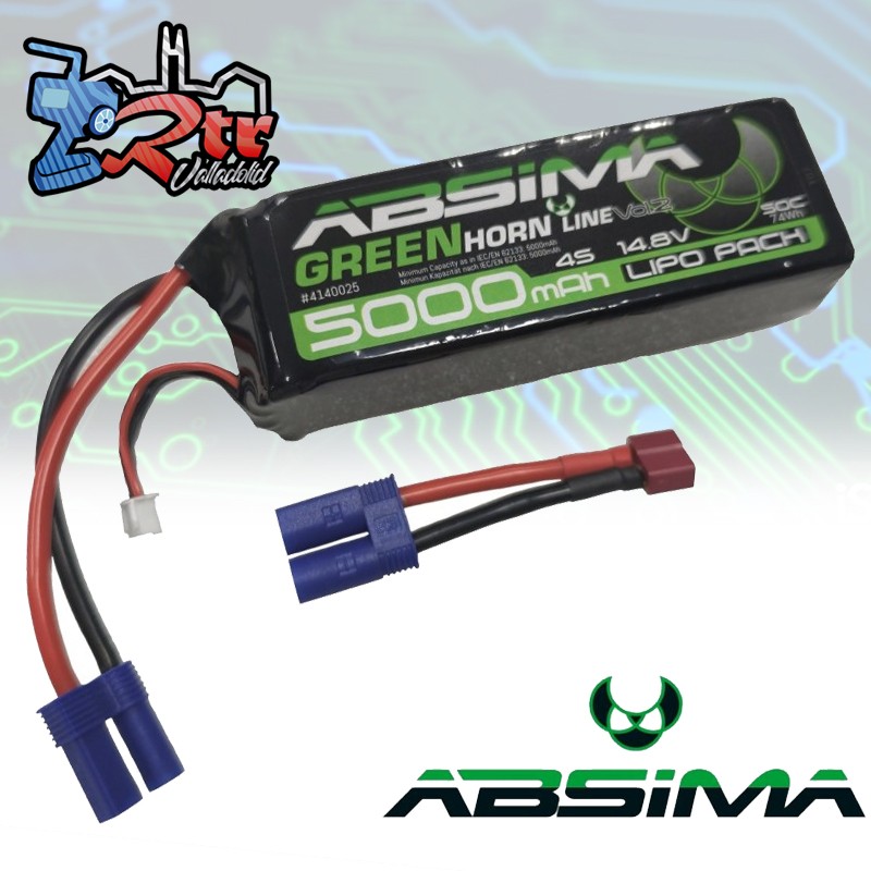 Bateria Lipo Absima 4S 14.8V 50C 30C 5000 SC (EC5-T-Plug) Greenhorn Vol.2