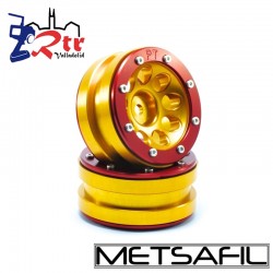 Llantas 1.9 beadlock Metsafil PT-Ecohole Oro/Rojo (2 Unidades)