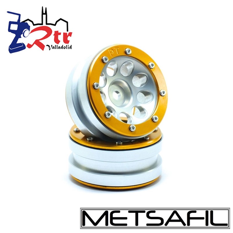 Llantas 1.9 beadlock Metsafil PT-Ecohole Plata/Oro (2 Unidades)