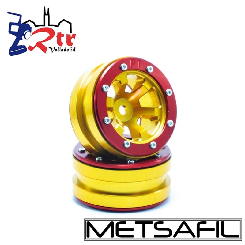 Llantas 1.9 beadlock Metsafil PT-Claw Oro/Rojo (2 Unidades)