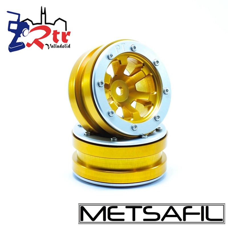 Llantas 1.9 beadlock Metsafil PT-Claw Oro/Plata (2 Unidades)