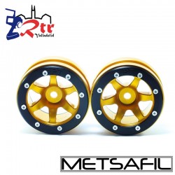 Llantas 1.9 beadlock Metsafil PT-Wave Oro/Negro (2 Unidades)