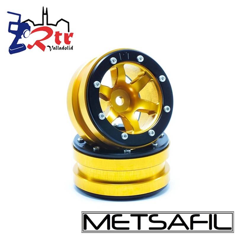 Llantas 1.9 beadlock Metsafil PT-Wave Oro/Negro (2 Unidades)
