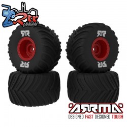 dBoots Chevron MT Tire Set Glued  Red (2 Pairs): GROM