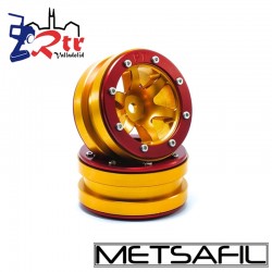 Llantas 1.9 beadlock Metsafil PT-Wave Oro/Rojo (2 Unidades)