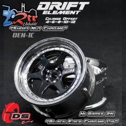Llanta DS Racing Drift element Offset ajustable 2 unidades borde cromado negro DS/DE-211