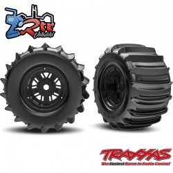 Ruedas traseras Funco negras de 3,2" y neumáticos de paleta 2 Unidades Traxxas TRA10973
