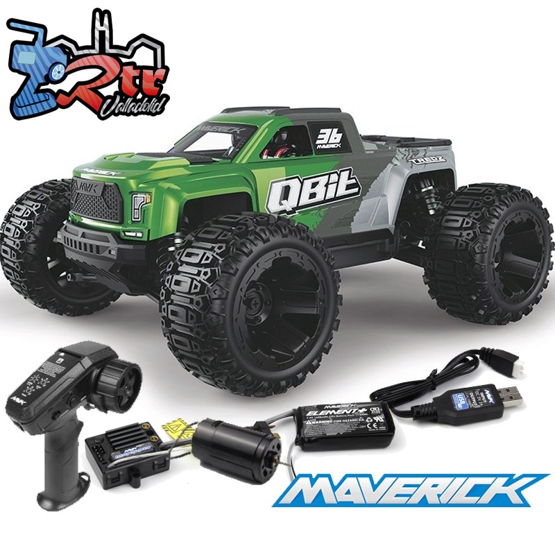 Maverick Qbit MT Escobillas 1/16 4x4  Monster Truck Verde RTR