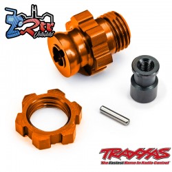 Cubo y tuerca de rueda estriados de aluminio naranja de...