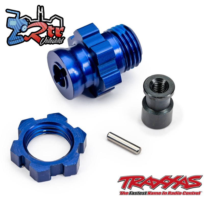 Cubo y tuerca de rueda estriados de aluminio azul de 17 mm Traxxas TRA9087-BLUE