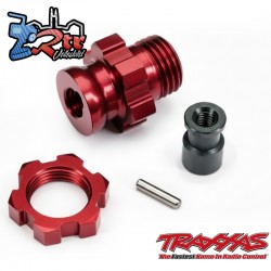 Cubo y tuerca de rueda estriados de aluminio Rojo de 17...