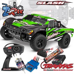 Traxxas Slash Short Course 2WD Escobillas Verde (bat+carg USB-C)
