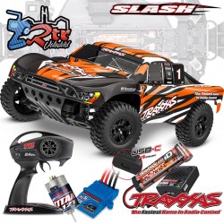 Traxxas Slash Short Course 2WD Escobillas Naranja (bat+carg USB-C)