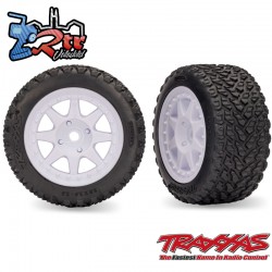 Ruedas traseras Mini Rally blancos con neumáticos de rally blandos 12 mm Traxxas TRA10873