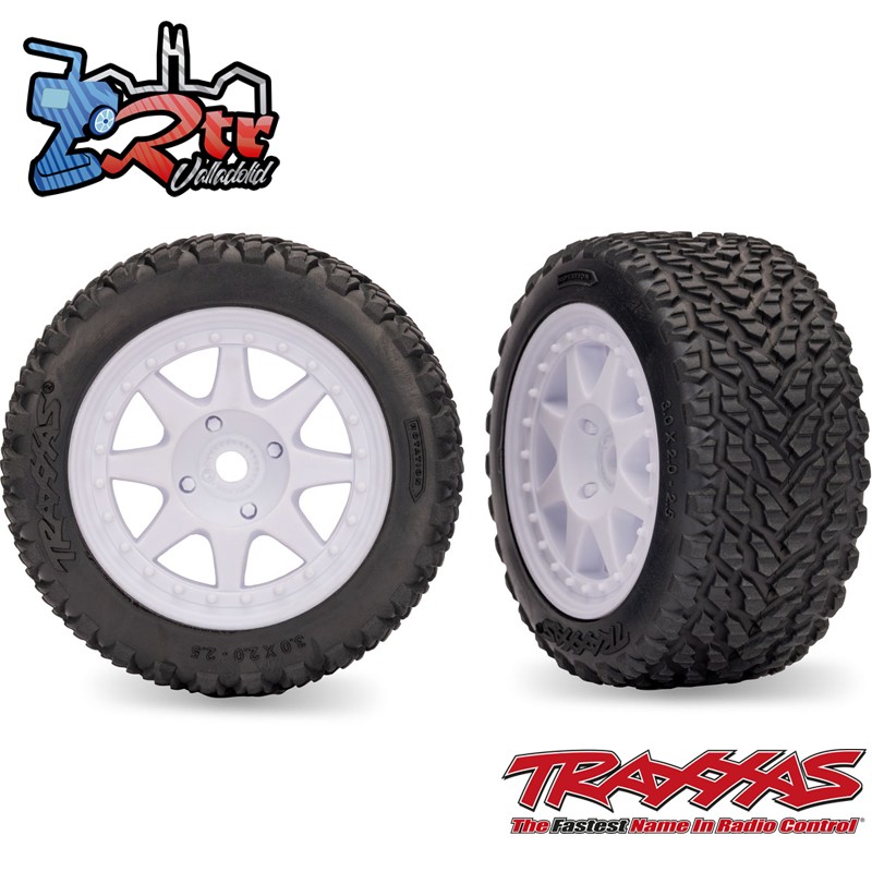 Ruedas delanteras Mini Rally blancos con neumáticos de rally blandos 12 mm Traxxas TRA10872