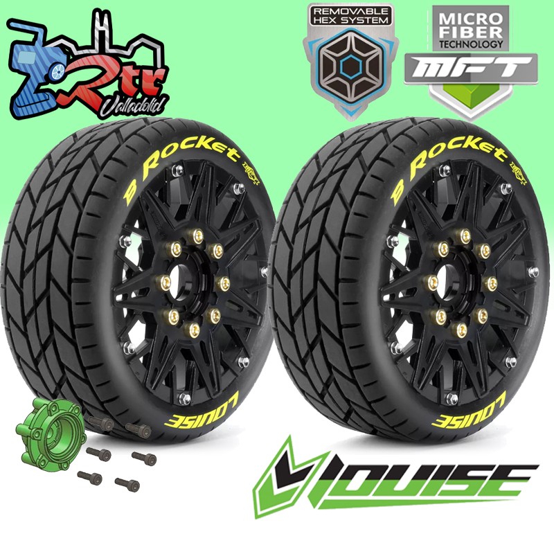 Ruedas Louise 17mm Buggy 1/8  B-ROCKET 0 y 1/2 Outset Pegadas Rellenas LR-T3362SB