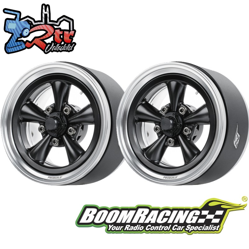 Llantas BoomRacing ProBuild™ 1.9 Spin Force Classic Ajustable Offset Aluminio 2 Unidades Platino/Negro