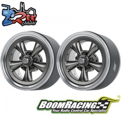 Llantas BoomRacing ProBuild™ 1.9 Spin Force Classic Ajustable Offset Aluminio 2 Unidades Platino/Gris Metal