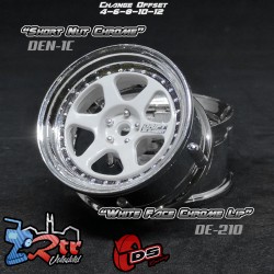 Llanta DS Racing Drift Element II blancas con aro y tornillos cromo Outset Ajustable 2 Unidades DS/DE-210