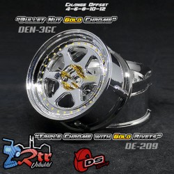 Llanta DS Racing Drift Element II Triple cromado con remaches dorados Outset Ajustable 2 Unidades DS/DE-209