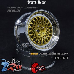 Llanta DS Racing Drift Element Mesh Cara dorada / Labios cromados Outset Ajustable 2 Unidades DS/DE-317