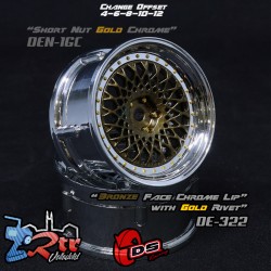 Llanta DS Racing Drift Element Mesh Cara de bronce / Labio cromado / Remaches dorados Outset Ajustable 2 Unidades DS/DE-322