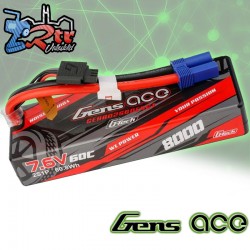 Batería Gens Ace G-Tech LiPo 8000mAh 7.6V 60C 2S Caja dura EC5