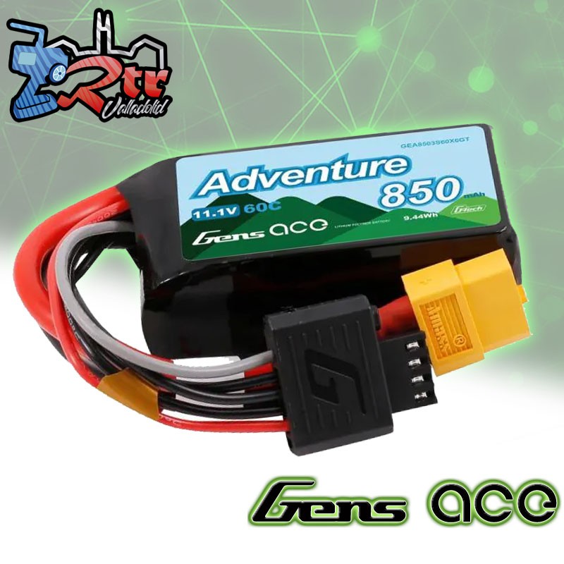 Batería Lipo Gens Ace Adventure G-Tech 850mAh 3S1P 11.1V 60C XT60