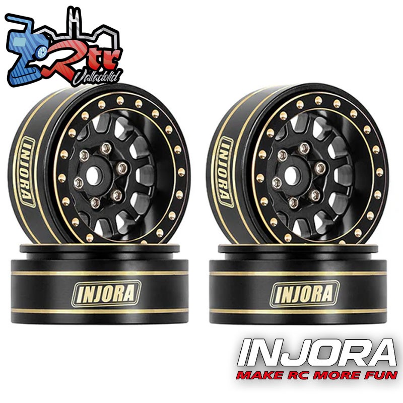 Llantas INJORA de 1.0" Plus Latón Micro Crawlers 3,75 mm 4 unidades W1101 Negro