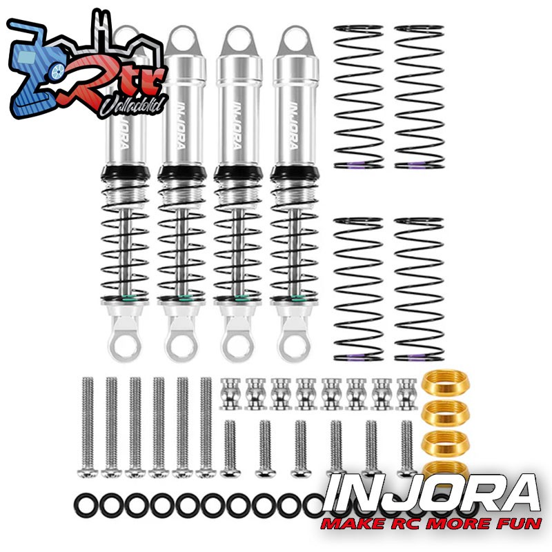Amortiguadores de aceite de aluminio INJORA LS de 59 mm para TRX4M 1/18 Plata