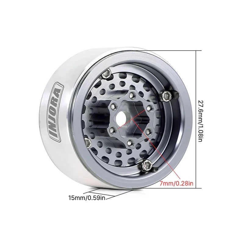 Llantas INJORA de 1.0" Turbine Micro Crawlers 3.1mm 4 unidades W1055 Plata