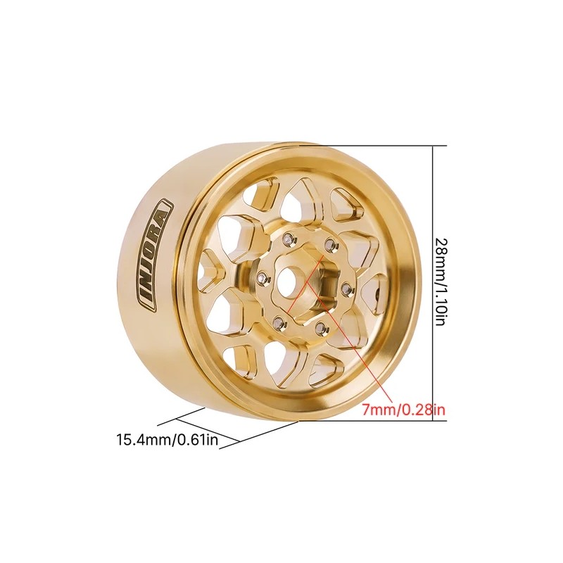 Llantas INJORA de 1.0" Laton Micro Crawlers 4.7mm 4 unidades W1110
