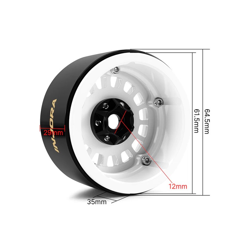 Llantas Injora 1.9 beadlock 210Gr Cada Una W2259 Blanco (4 Unidades)