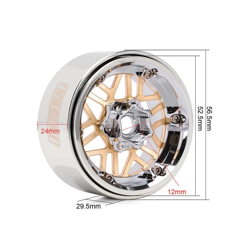 Llantas Injora 1.9 beadlock Laton y Aluminum 86Gr por unidad (4 Unidades) MW1905