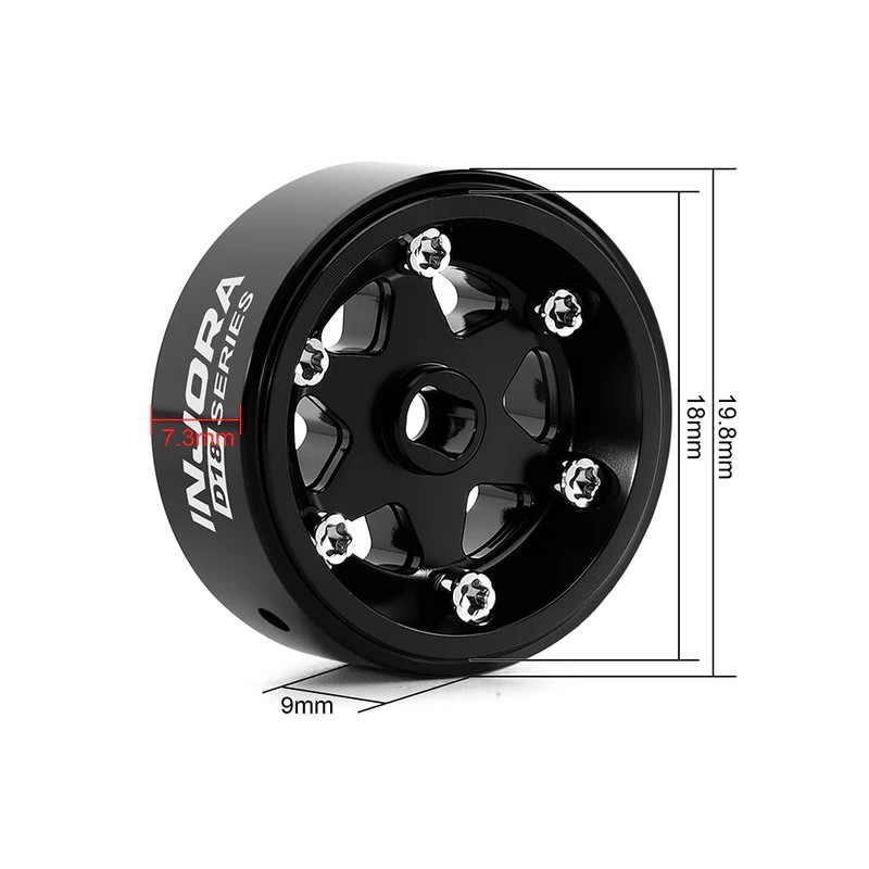 Llantas Injora 0.7 D18 6 Spoke Aluminio para SCX30 W7001 Negro