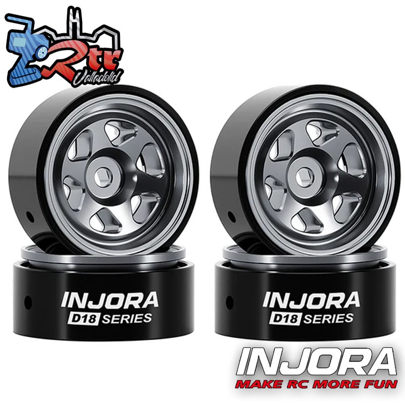 Llantas Injora 0.7" D18 6-Spoke Aluminio SCX30 1/30 W7001 Plata