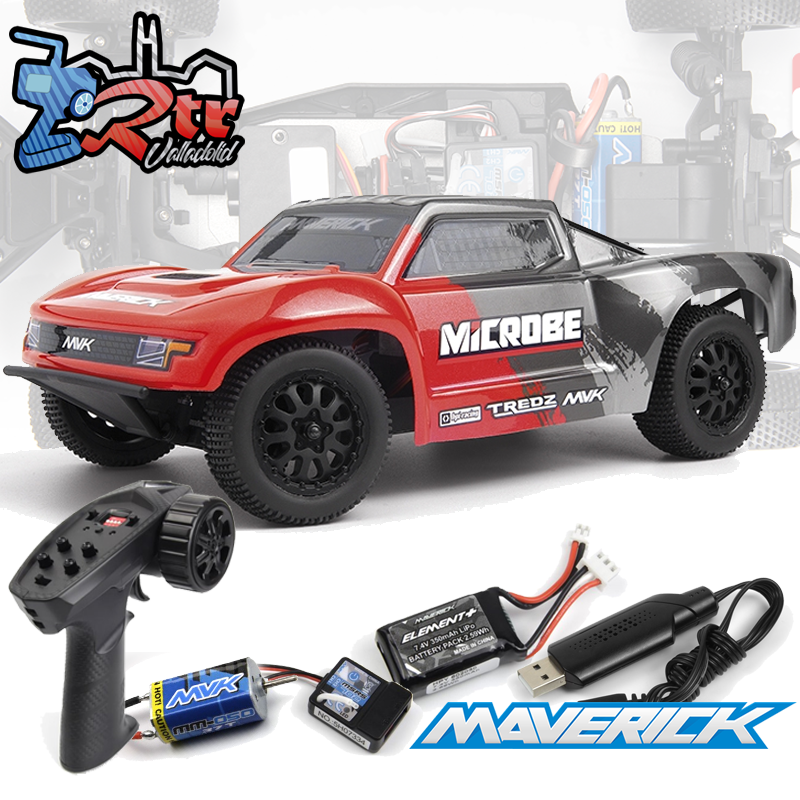 Short Curse Maverick Microbe SC Flux 1/24 2wd - Rojo Escobillas