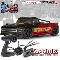 Arrma Infraction 1/8 223S DSC 4X4 RTR Brushless All-Road Street Bash Truck Negro Rojo